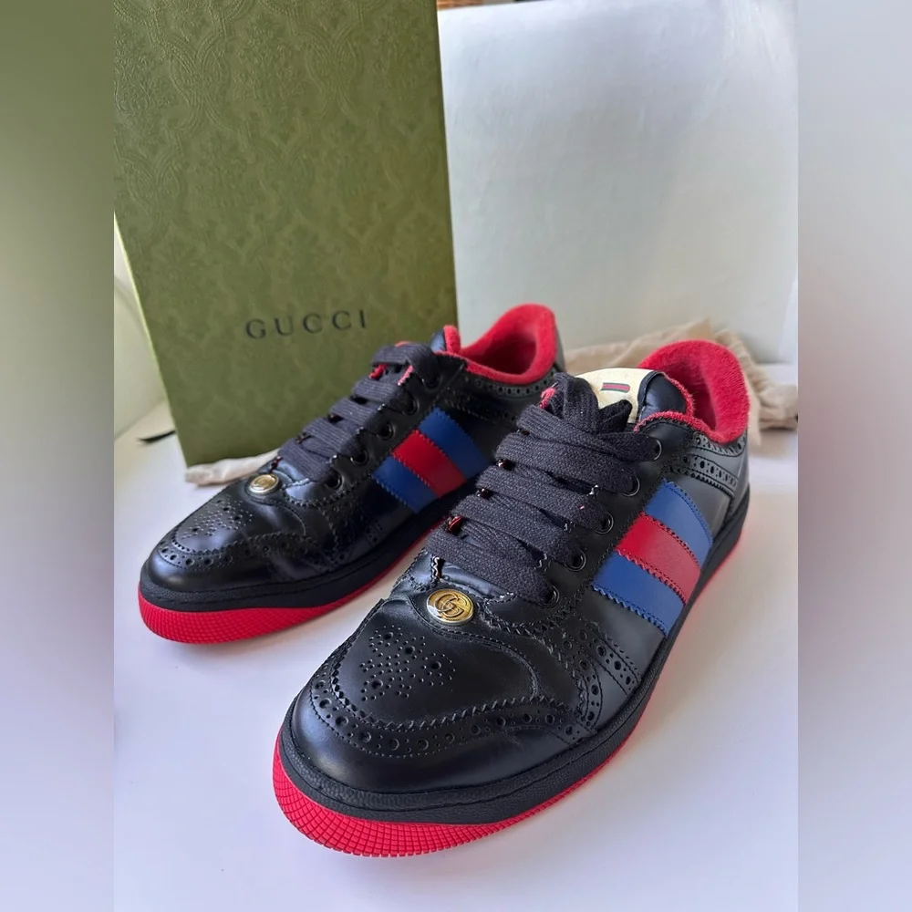 NEW Gucci  Black and Red Sneakers